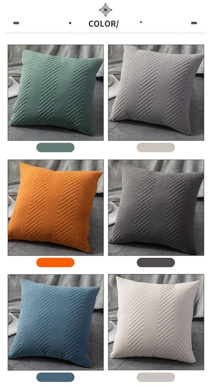 Quilted Velvet Pillowcase Throw Pillow Covers Home Cojines Decor Pillow Cases Simple Sofa Cushion Cover Decorative 45x45cm