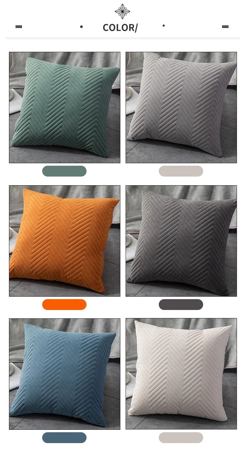 Quilted Velvet Pillowcase Throw Pillow Covers Home Cojines Decor Pillow Cases Simple Sofa Cushion Cover Decorative 45x45cm