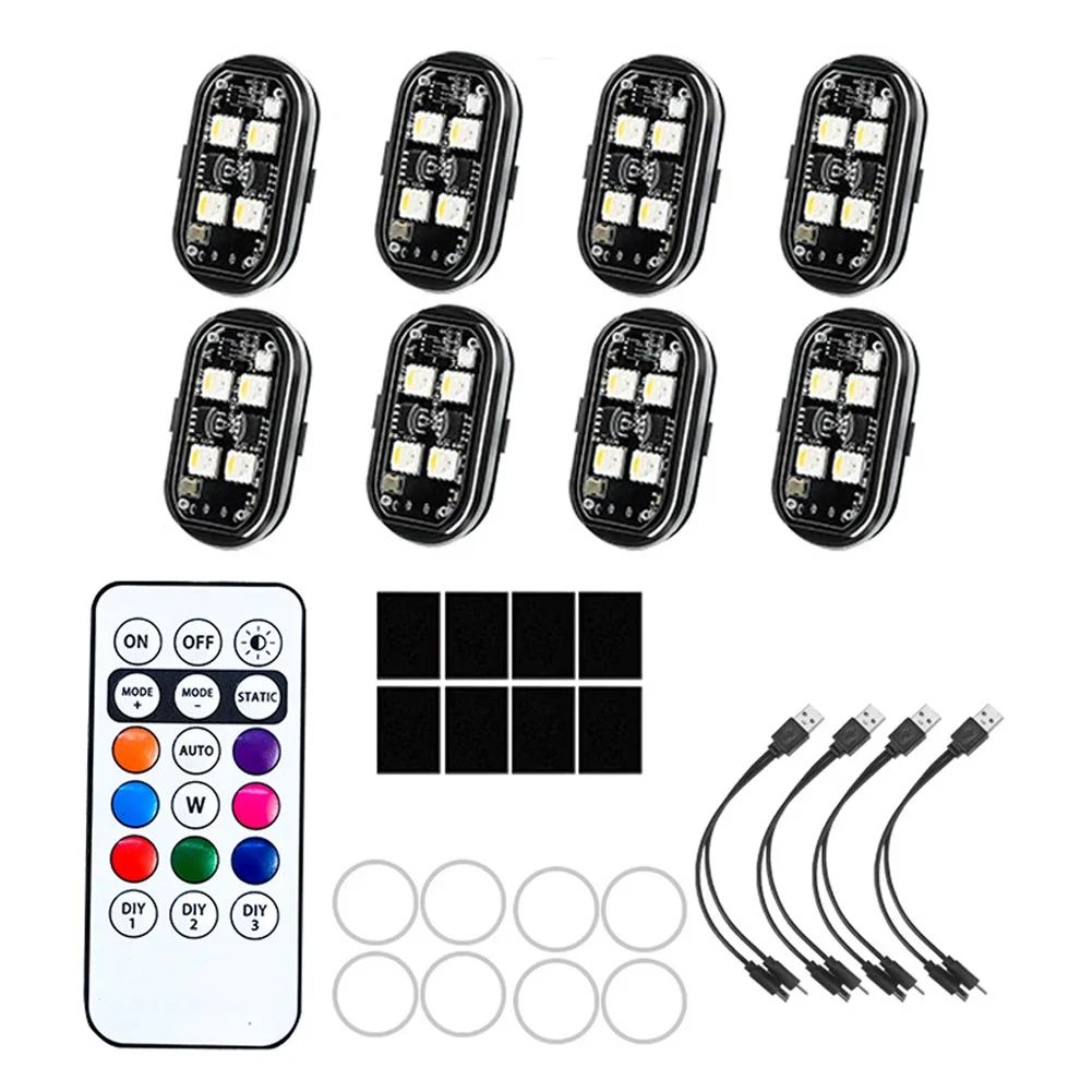 RGB Led Motorcycle Strobe lights LED Flash Light Rechargeable Wireless Light Aircraft Airplane Helicopter Warning Lights