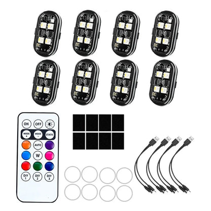 RGB Led Motorcycle Strobe lights LED Flash Light Rechargeable Wireless Light Aircraft Airplane Helicopter Warning Lights