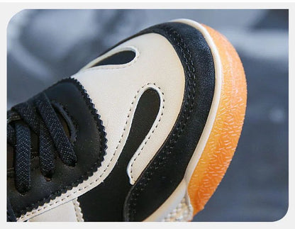 Children's Spring New Leather Upper Sneakers Middle Large Children's Casual Shoes Boys and Girls Soft Sole Students Tennis Shoes