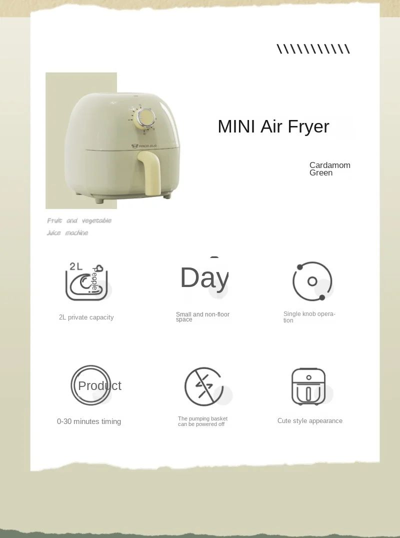 Pandajojo mini air fryer 2L home dormitory low-power oven fully automatic oil-free electric frying in one air fryers  air fryer