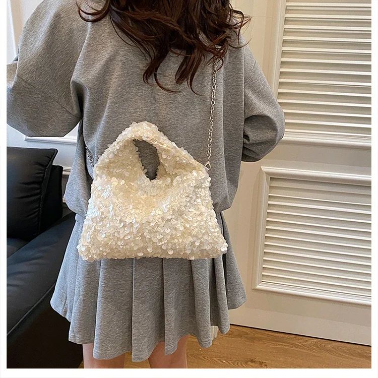 Exquisite Shining Sequins Square Women's Shoulder Bag Popularity Stylish Design Handbags High Quality Solid Sweet Crossbody Bags