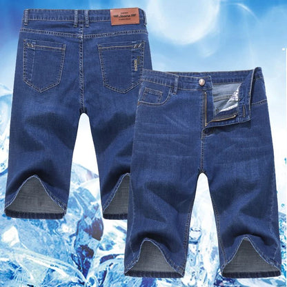 Summer Men business Denim Shorts Thin Straight Casual Short Jeans Male office Brand Clothing Black Blue short pants
