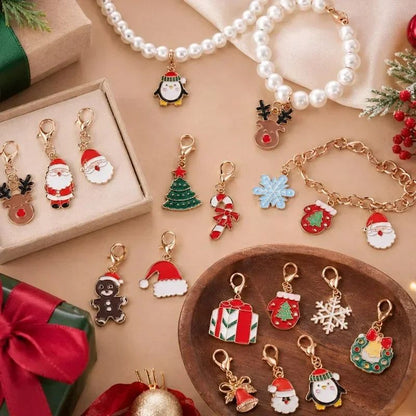 100/2Pcs Mixed Christmas Theme Keychains Clip-on Pendant Xmas DIY Making Pendants Necklaces Earrings Bracelets Handmade Jewelry