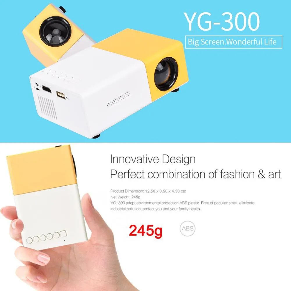 Projetor Mini Portátil YG300 LED Externo HD 1080P Projetor Móvel YG300 USB Projetor Infantil Ultra Nítido