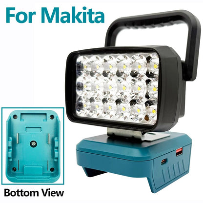 Para Makita Para Milwaukee Para Dewalt Para M18 Para Bosch Bateria de Lítio Estojo Banco de Potência USB Lanternas Holofote Luzes de Trabalho Lâmpada