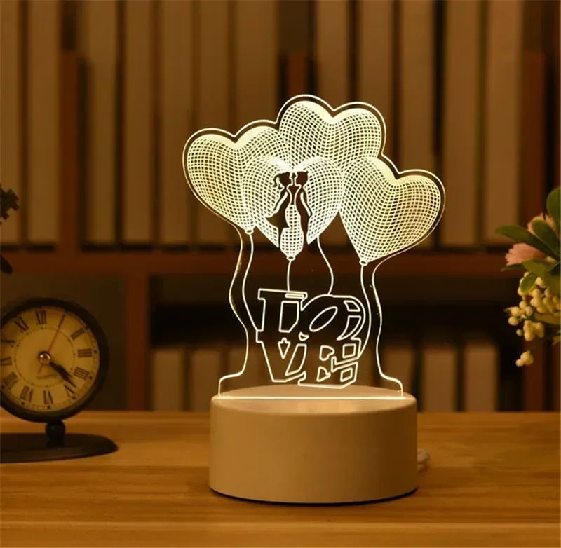 USB Operated 3D Acrylic LED Night Light Festival Birthday Kids Gifts Bedroom Bedside Decor Night Lamp Home Novelty Lighting