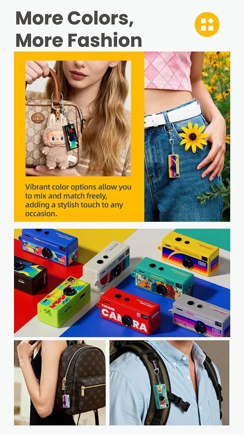 1Pc Portable Mini Thumb Camera Keychain Camcorder 1080p Video Recorder with Memory Card Support and Built-in Flash for Events