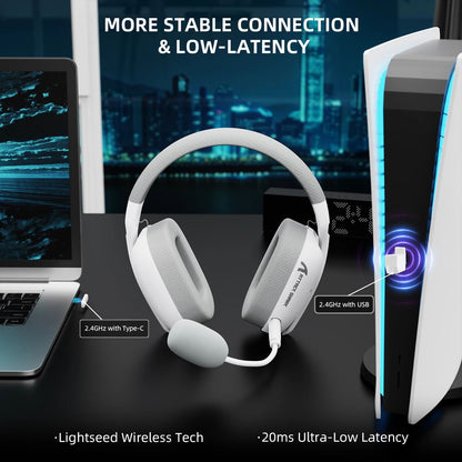 ATTACK SHARK L80PRO Low Latency Wireless Gaming Headset Tri-Mode Bluetooth Ultra-Light 40mm Drivers Headphone for PC PS5 Switch
