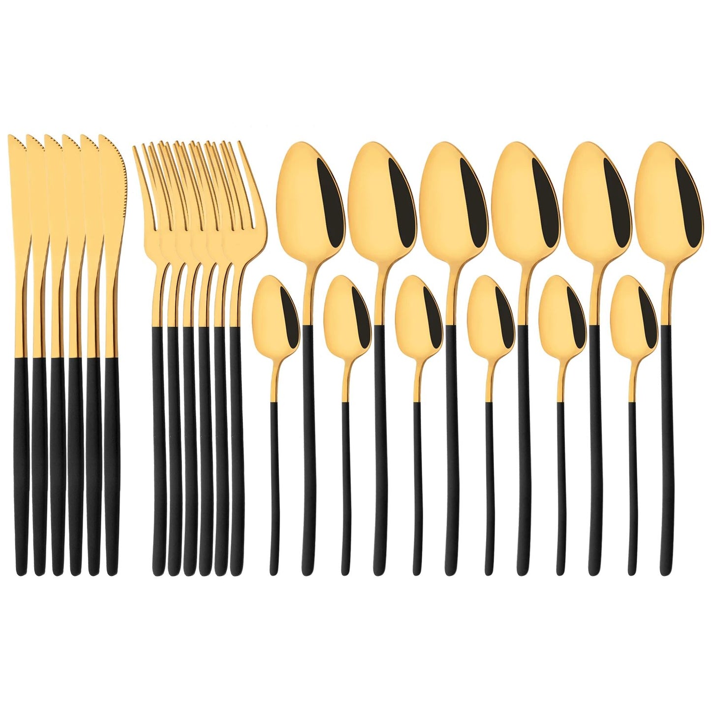 24Pcs Stainless Steel Dinnerware Set Kitchen Fork Spoon Knife Dinner Cutlery Set White Silver Western Flatware Tableware Set