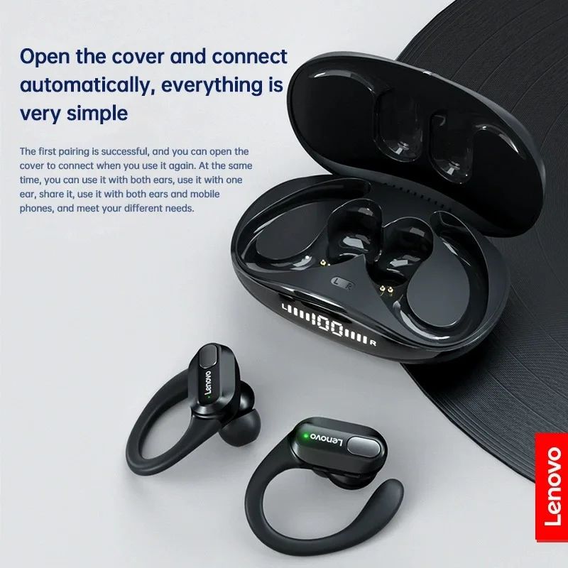 Lenovo XT80 Bluetooth 5.3 Earphones True Wireless Headphones with Mic Button Control Noise Reduction Earhooks Waterproof Headset
