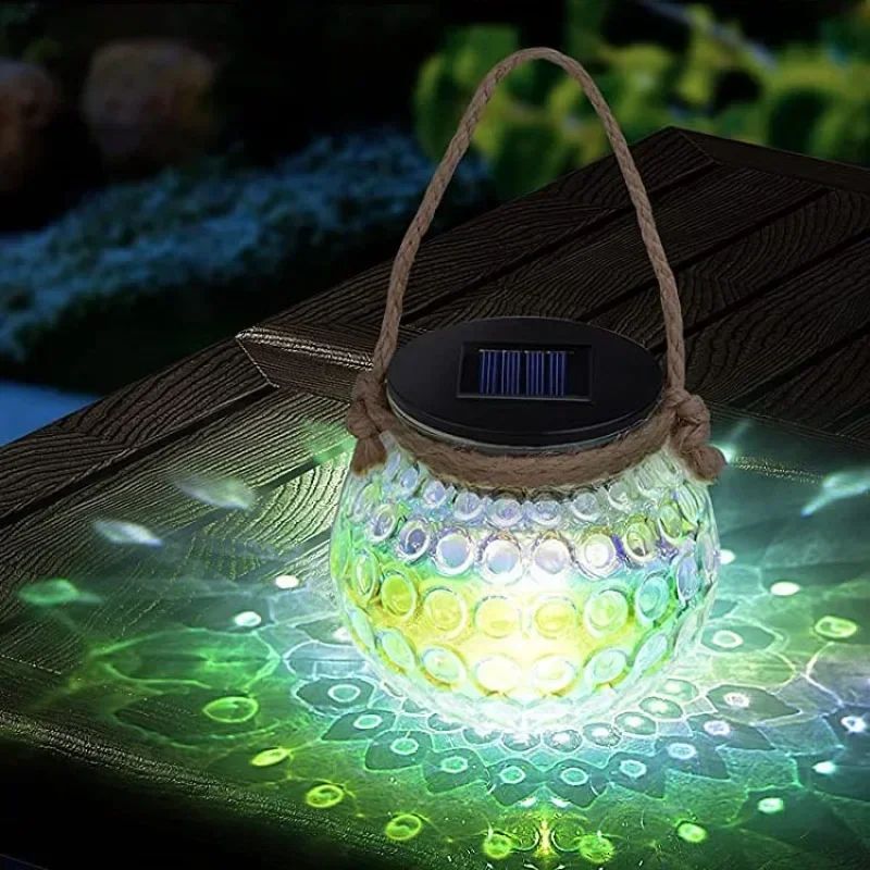 Solar-Powered LED Glass Jar Lamp – Outdoor Ambient Atmosphere Lighting