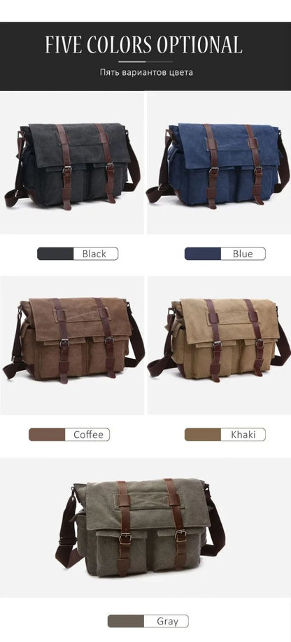 Retro Men Messenger Bags Vintage Canvas Handbags Leisure Work Travel Bag Man Business Crossbody Bags Briefcase For Male Bolsas