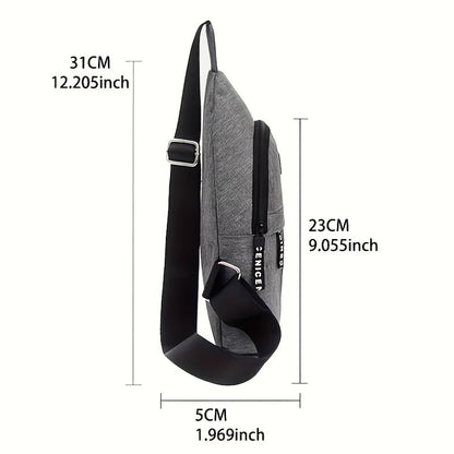 1PC Casual Oxford Men'S Chest Bag - Single Strap Sling Bag for Outdoor Sports, Durable Woven Fabric, Hand Washable