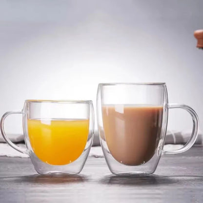 Copo de Café de Vidro com Parede Dupla e Fundo Duplo 233ml/320ml Canecas Premium para Mocha Latte Canecas Transparentes Resistentes ao Calor Conjunto de Copos de Água