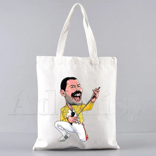 Freddie Mercury Tote Bag Unisex Canvas Bags Shopping Bags Printed Casual Shoulder Bag Foldable