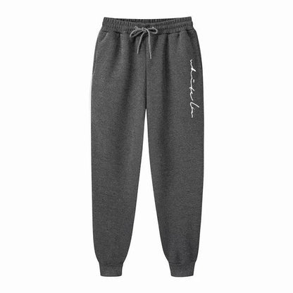 Men Loose Letter Printed Casual Long Pants Men Fashion Drawstring Outdoor Sports Fitness Jogging Sweatpants Fleece Pants