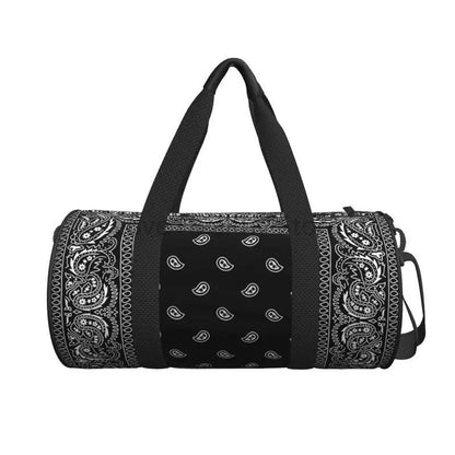 Colorful Paisley Black Bandanna Border Scarf White Sports Gym Bag Couple Large Capacity Fitness Bag Portable Luggage Handbag