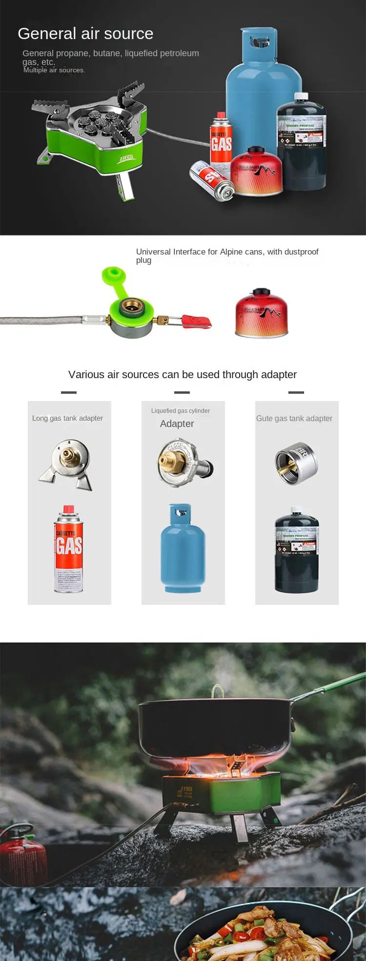 Fogão a Gás Portátil para Acampamento Durável Tipo Tanque, Fogão Elétrico de Sete Estrelas, Fogão de Gás Portátil para Acampamento, Tanque de Gás Butano para Camping, Acampamento ao Ar Livre, Fogão a Gás