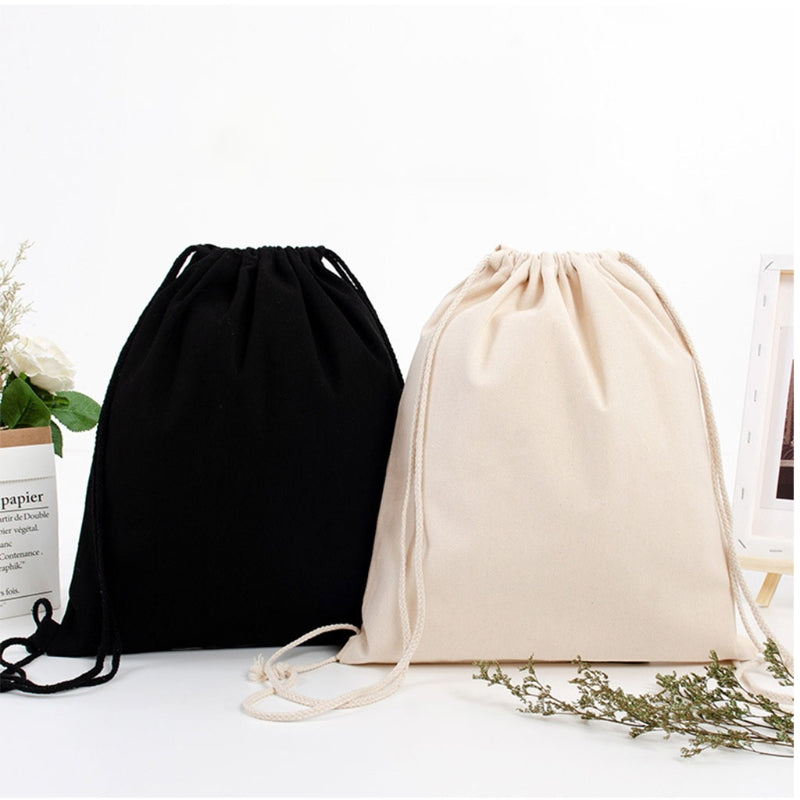 Saco de Cordão Simples Mochila Esportiva para Homens e Mulheres Sacola de Cordão Mochila de Lona de Algodão Respirável