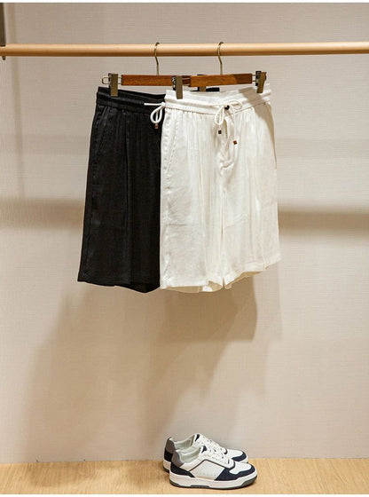 BC Summer Breathable Thin Linen Blended Loose Straight Elastic Waist Casual Shorts