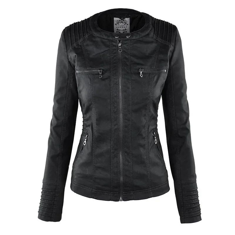 Gothic Faux Leather Jacket Women Coat 2025 Hoodies Winter Autumn Motorcycle Jacket Black Outerwear Leather PU Basic Jacket Coat