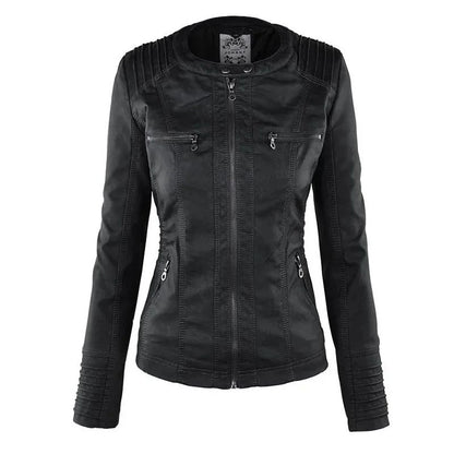 Gothic Faux Leather Jacket Women Coat 2025 Hoodies Winter Autumn Motorcycle Jacket Black Outerwear Leather PU Basic Jacket Coat