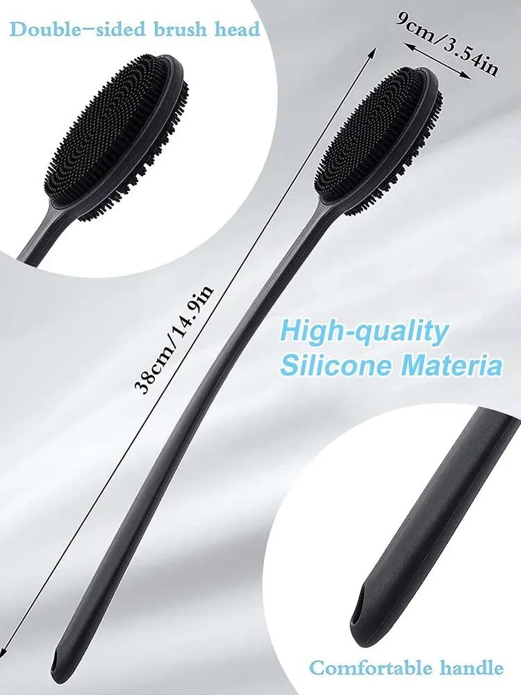 1pc Long Handle Bath Brush Silicone Body Brushes Back Ball Brush Soft Back Body Scrub Exfoliation Shower Massage Body Wash Brush