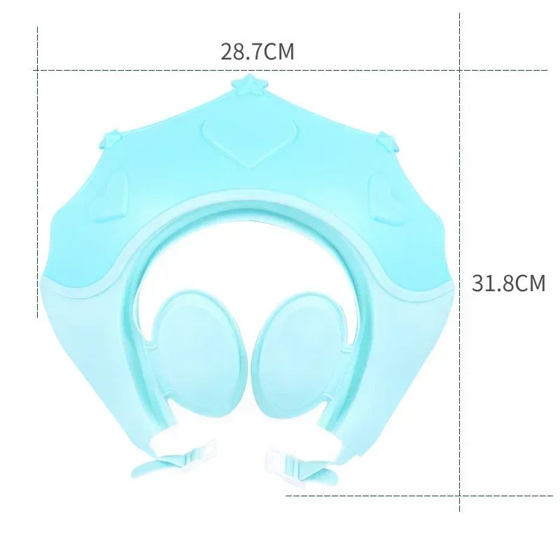 Chapéu de banho de borracha macia ajustável à prova d'água para bebês, proteção auricular infantil, xampu seguro para crianças, chapéu de bebê padrão coroa