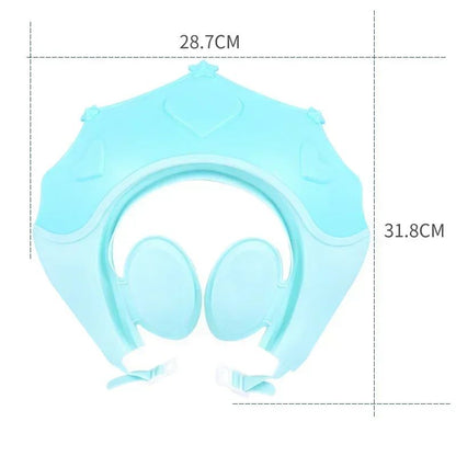 Chapéu de banho de borracha macia ajustável à prova d'água para bebês, proteção auricular infantil, xampu seguro para crianças, chapéu de bebê padrão coroa
