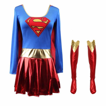 Women Super Girl Superhero Superwomen Costume Fancy Dress Outfit Party Halloween Superwomen Costume Fancy Dress