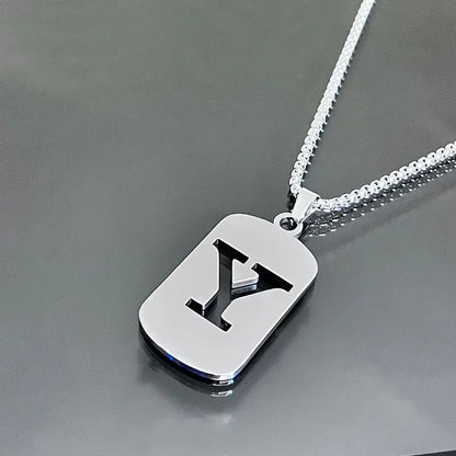 Colares de pingente de aço inoxidável com letra inicial A-Z da moda punk para homens e mulheres, atacado, joias, colar, joias góticas