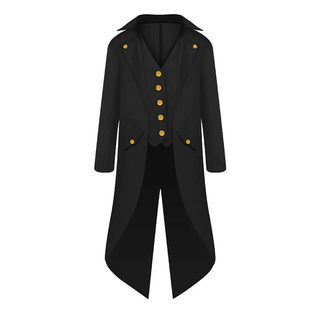Medieval Victorian Costume Tuxedo Gentlema Tailcoat Gothic Steampunk Trench Coat Frock Outfit Overcoat Uniform
