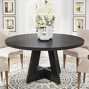 Tribesigns Round Dining Table Wood Kitchen Table for Dining Room, 47 in Dinning Room Tables for 4 Man, Farmhouse Dinner Table wi