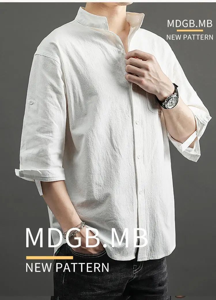 Casual Linen Cotton Shirt Men's Loose Sleeveless Top Chinese Style Autumn Outerwear Comfortable Breathable Men's Casual Shirt