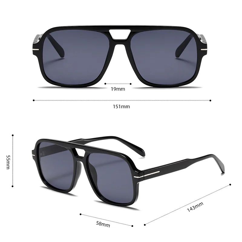 3507 Double Bridge Square Aviator Sunglasses - UV400 Vintage Pilot Style, Retro Classic Sun Glasses for Men Women Unisex 411240