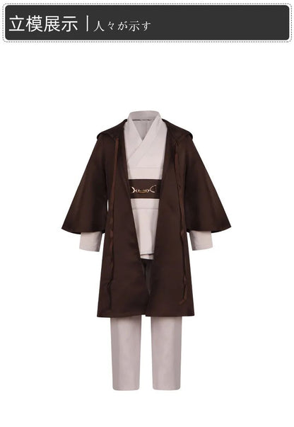 Obi Wan Kenobi Jedi Warrior Cosplay Costume Adult Kids Unisex Cloak Friar Uniform Robe Full Set Halloween Carnival Outfits