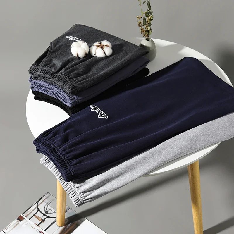 Summer new style solid color pajama pants adluts home loose cotton pajama men's sleep bottom elastic waist breathable shorts