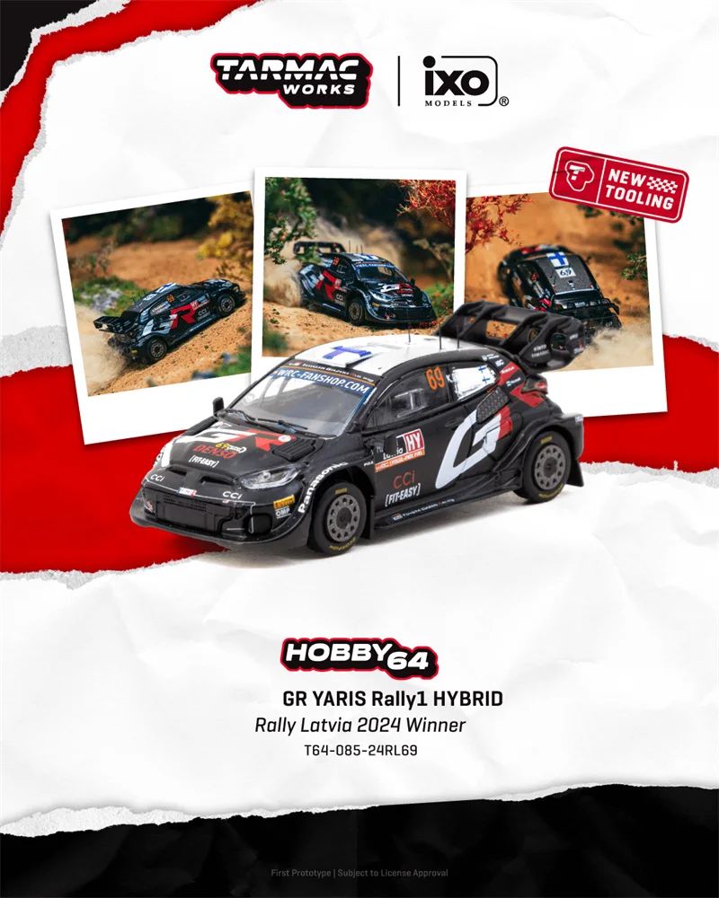 Pré-venda Tarmac Works 1:64 Rally1 GR YARIS HYBRID Rally Letônia 2024 Vencedor Coleção de Modelos de Carros Die-Cast Miniatura
