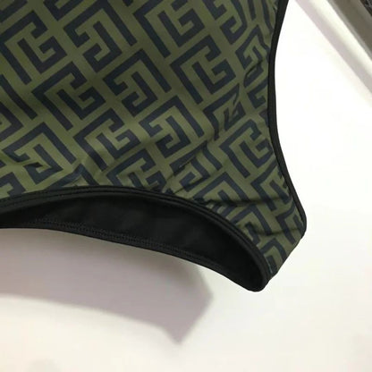 Geometric Printed Fashion Bikinis Sets Lace-up Bra Thong Sexy 2 Piece Swimsuits Solid Beach Style One-piece Bathing Suits Women