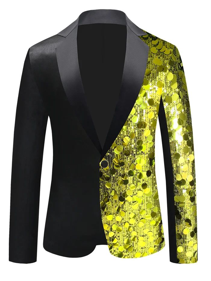 New Men Luxury Sequin Suit Jacket Silver / Gold Fashion Singer Bar KTV Dance Party Stage Performance Dress Blazers Coats
