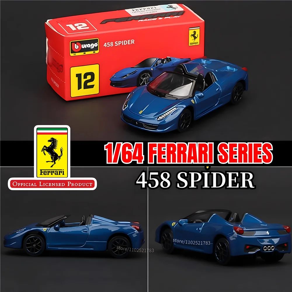 Bburago 1:64 Ferrari 488GTB Réplica de Carro, Escala SF90 F40 F50 458 Enzo Monza Laferrari Miniatura de Brinquedo para Menino