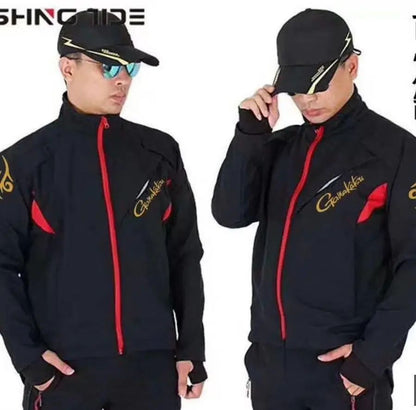 Novo Conjunto de Roupas de Pesca Outono Inverno GM Masculino, Conjunto de Calça e Jaqueta de Pesca Impermeável, Respirável e Quente de Fleece para Montanhismo