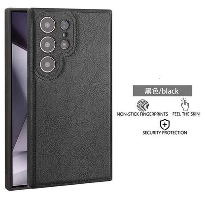 Capa de couro PU vintage de luxo para Samsung S25 Ultra S24 Plus S23 S22 S24Ultra, fina, à prova de choque, com para-choque macio