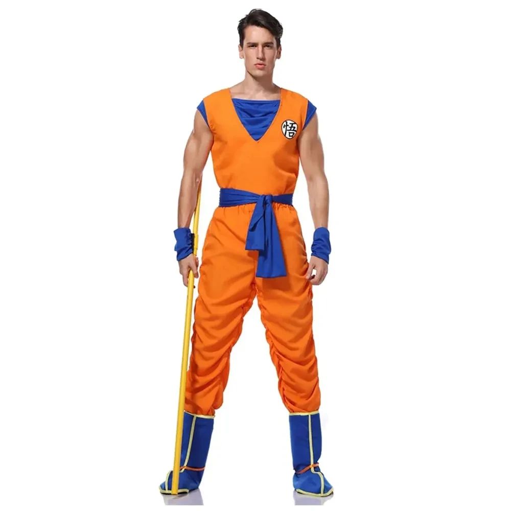 Halloween Japanese anime Adult Orange Suits Son Goku Masquerade Cosplay Anime Superheroes Role Play Dress Up