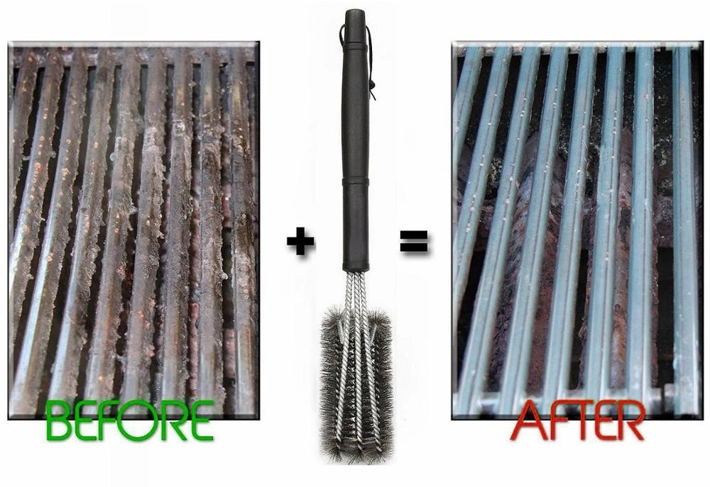 Grill Cleaning Brush BBQ Tool Grill Brush 3 Stainless Steel Brushes In 1 Cleanin Bbq Accessories Best Cleaner Barbecue