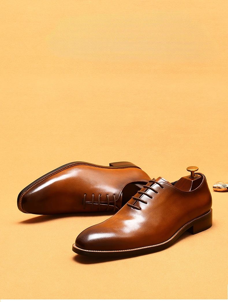 Italian Men's Formal Shoes Luxury Genuine Leather Handmade Quality Comfortable Elegant Black Wedding Social Oxfords Shoes Man