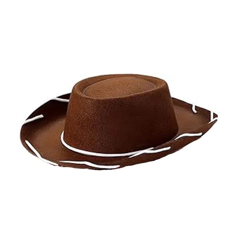 Chapéu de Cowboy Marrom e Vermelho de Feltro Estilo Lenhador Ajustável com Aba Larga Ocidental para Esportes ao Ar Livre Escalada Festa no Deserto Suprimentos
