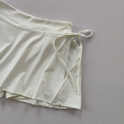 Sports Yoga Skirt Badminton Tennis Skirt Pants Half-body Quick Drying Pocket Skirt Side Split Strap Pants For Outwear